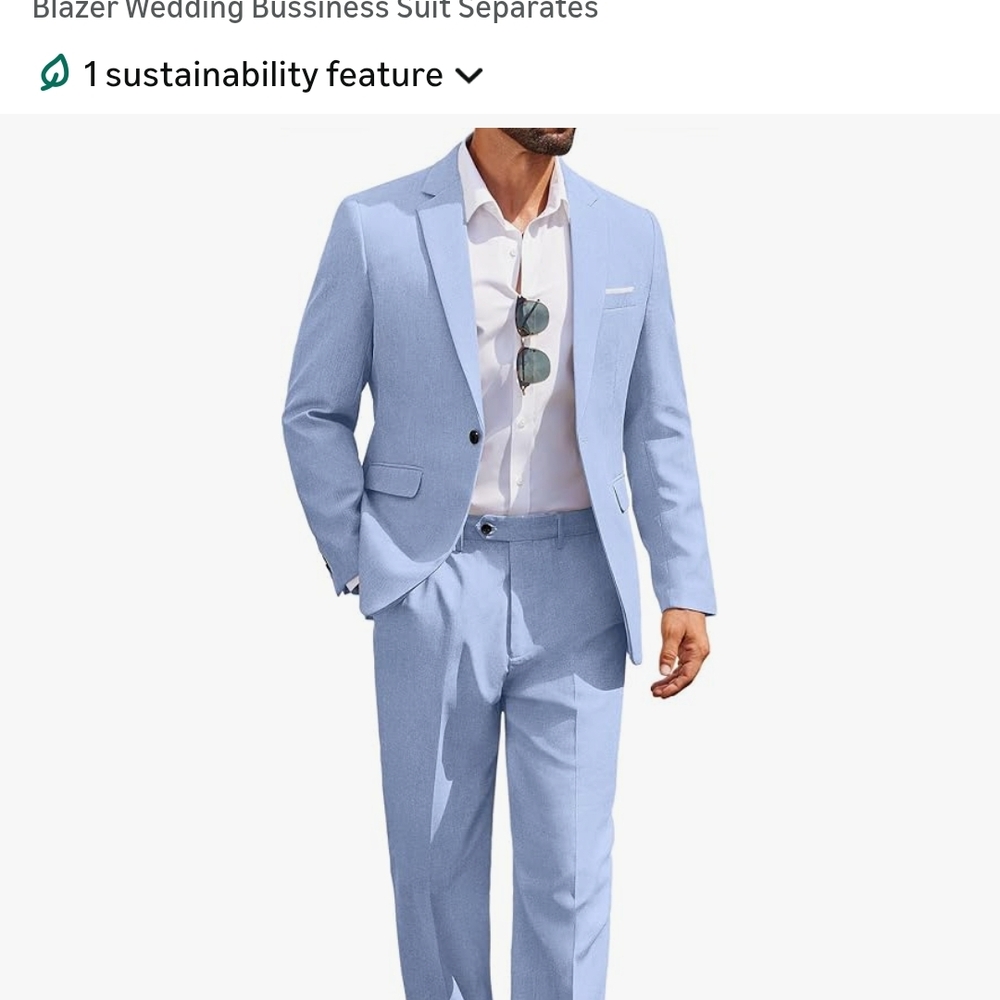 Light Blue Men's Suit Blazer & Trouser Set